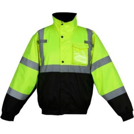 GSS SAFETY GSS Safety Hi-Visibility Class 3 3-In-1 Waterproof Bomber Jacket W/Fleece Lining, Lime/Black, 3XL 8003-3XL